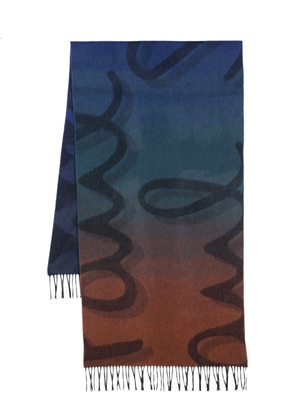 Paul Smith gradient-effect fringed scarf - Blue