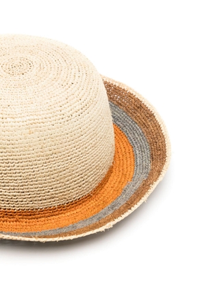 Paul Smith striped wide-brim straw hat - Neutrals