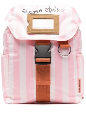 Acne Studios logo-print striped backpack - Pink