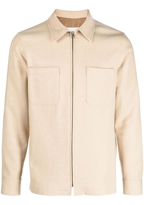 SANDRO zip-up cotton shirt jacket - Neutrals