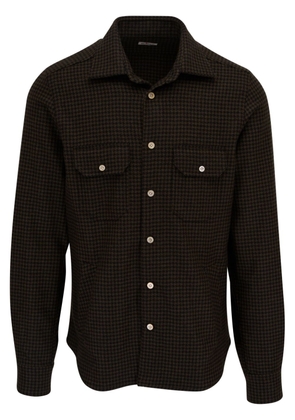 Kiton houndstooth-patterned cashmere shirt - Brown