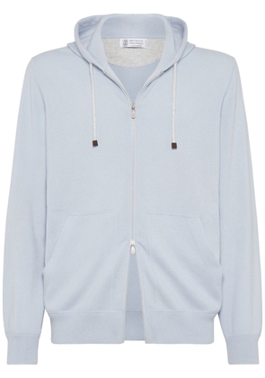 Brunello Cucinelli zip-up cashmere hoodie - Blue