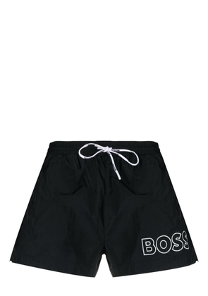 BOSS logo-print drawstring swim shorts - Black
