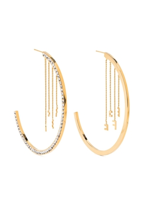 Elisabetta Franchi logo-pendant hoop earrings - Gold
