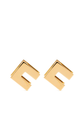 Elisabetta Franchi monogram-plaque drop earrings - Gold