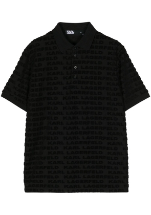 Karl Lagerfeld flocked-monogram polo shirt - Black