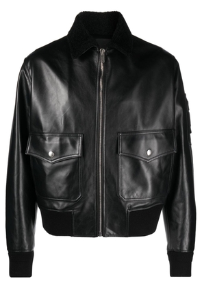 Givenchy shearling-collar leather jacket - Black