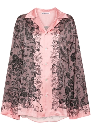 Acne Studios floral-print satin shirt - Pink