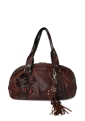 Miu Miu Pre-Owned floral-appliqué shoulder bag - Brown