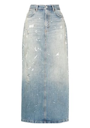 Acne Studios paint-splatter denim maxi skirt - Blue