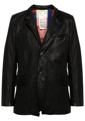 Guidi single-breasted leather blazer - Black