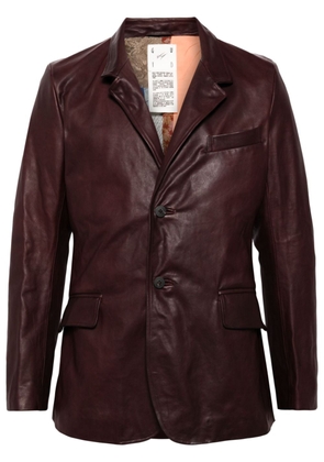 Guidi single-breasted leather blazer - Brown