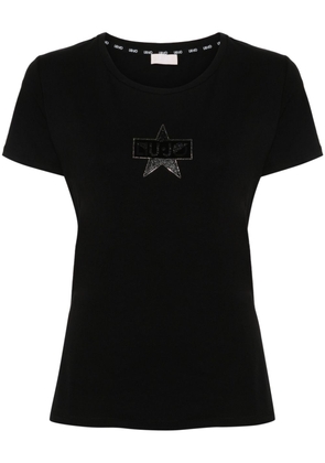LIU JO crystal-embellished logo-tape T-shirt - Black