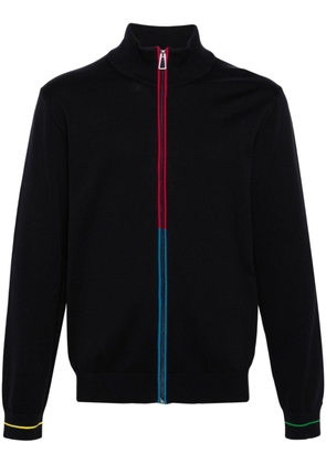 PS Paul Smith piped-trim ribbed-knit cardigan - Blue