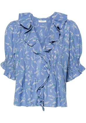 DÔEN floral-print ruffled blouse - Blue