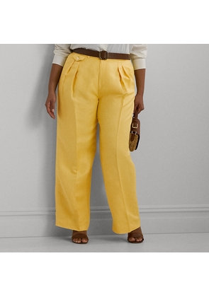 Curve - Pleated Linen-Blend Twill Wide-Leg Trouser