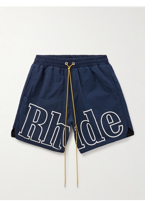 Rhude - Straight-Leg Logo-Print Nylon Drawstring Shorts - Men - Blue - XS