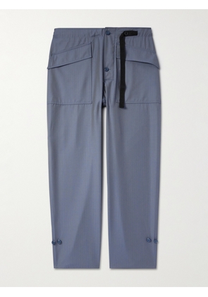 4SDesigns - Tapered Belted Herringbone Wool Trousers - Men - Blue - IT 46