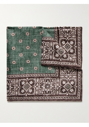 Favourbrook - Osterley Floral-Print Silk Pocket Square - Men - Green