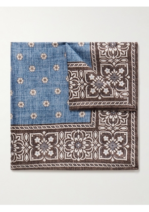 Favourbrook - Osterley Floral-Print Silk Pocket Square - Men - Blue