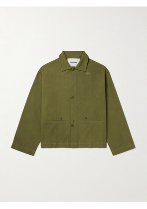 Story Mfg. - Embroidered Organic Cotton-Canvas Overshirt - Men - Green - XS