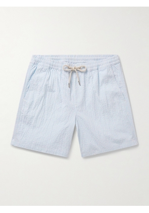 NN07 - Gregor Straight-Leg Striped Cotton-Blend Seersucker Drawstring Shorts - Men - Blue - S