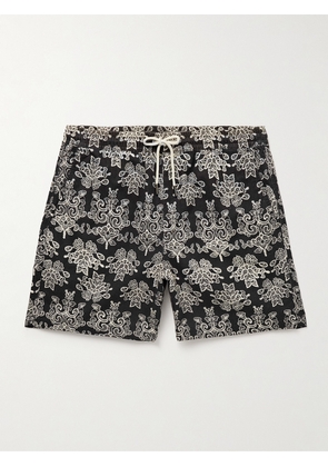 NN07 - Gregor 5210 Straight-Leg Printed Cotton-Blend Twill Drawstring Shorts - Men - Black - S