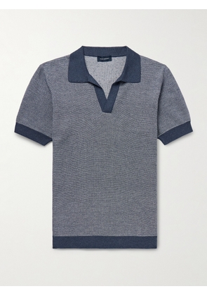 Thom Sweeney - Birdseye Cotton and Linen-Blend Polo Shirt - Men - Blue - S