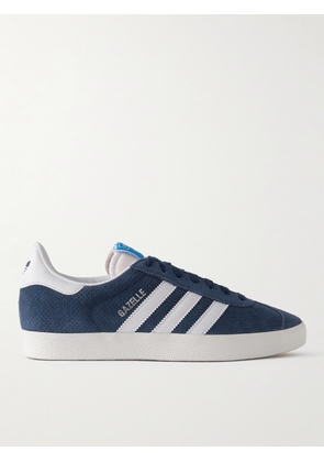 adidas Originals - Gazelle Leather-Trimmed Perforated Suede Sneakers - Men - Blue - UK 5
