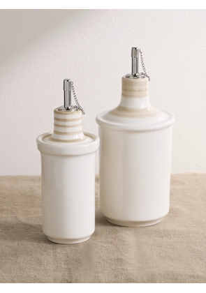 Brunello Cucinelli - Striped Ceramic Oil and Vinegar Dispenser Set - Men - Neutrals