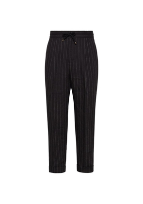 Brunello Cucinelli Linen Chalk-Stripe Trousers