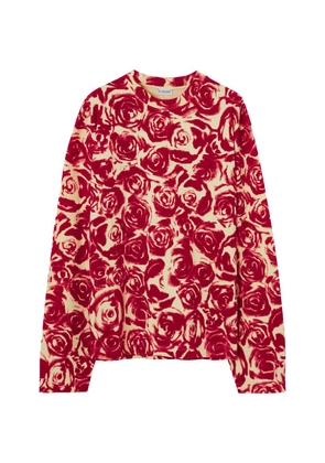Burberry Flocked-Cotton Rose T-Shirt