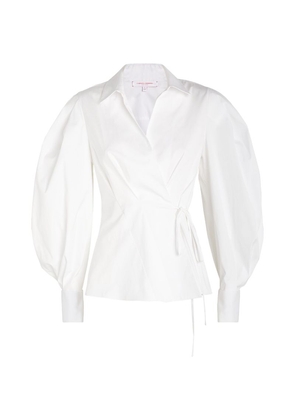Carolina Herrera Puffed-Sleeve Wrap Shirt