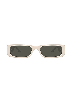 Linda Farrow Dania Sunglasses in Cream & Black - White. Size all.