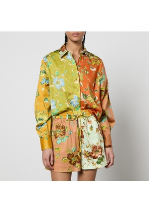 Alemais Hotel Lamu Spliced Floral-Print Organic Cotton Shirt - UK 6