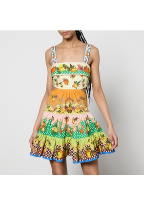 Alemais Lemonis Printed Organic Cotton-Poplin Cut-Out Mini Dress - UK 10