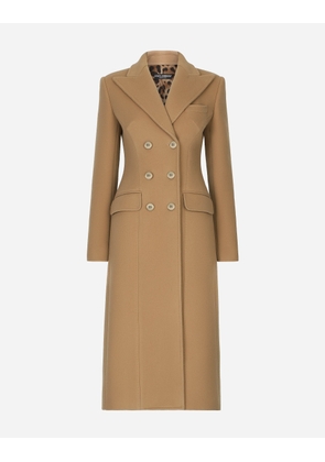 Dolce & Gabbana Long Double-breasted Wool And Cashmere Coat - Woman Coats And Jackets Beige Wool 44