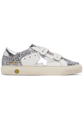 Golden Goose Kids White & Silver May School Sneakers