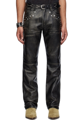GUESS USA Black Flare Leather Pants