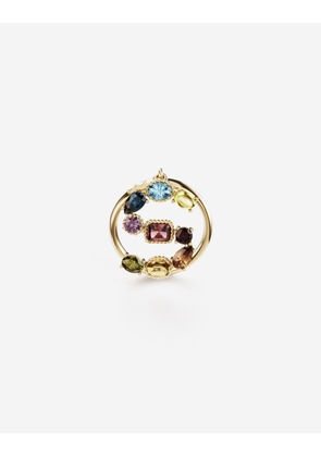 Dolce & Gabbana Rainbow Alphabet S Ring In Yellow Gold With Multicolor Fine Gems - Woman Rings Gold 50