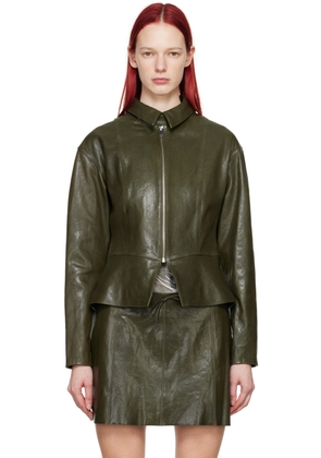 Paloma Wool Green Fabia Leather Jacket