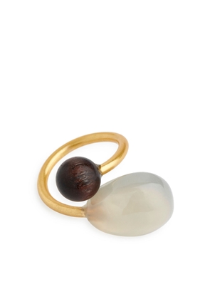 Double Stone Open Ring - Brown
