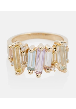 Suzanne Kalan Pastel Rainbow 14kt gold ring with diamonds