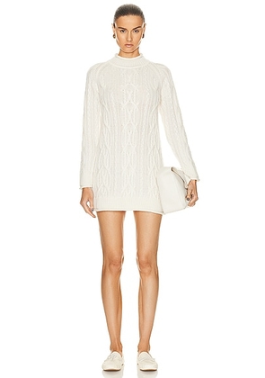 Loulou Studio Layo Turtleneck Cable Knit Dress in Ivory - Ivory. Size L (also in M, S, XS).