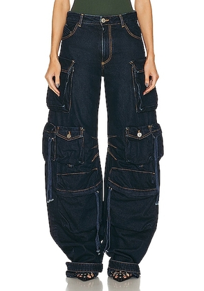 THE ATTICO Fern Long Pant in Dark Blue - Blue. Size 24 (also in 25, 26, 27, 28).