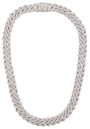 Cernucci Prong 18kt White Gold-plated Chain Necklace, Necklace, Silver