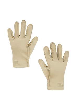 Burberry Plain Cold Weather Leather Gloves in Hunter - Beige. Size 7 (also in 6, 8).