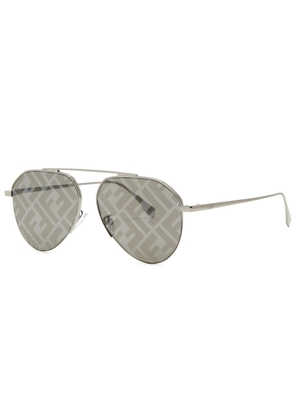 Fendi Fendi Travel Aviator-style Sunglasses, Sunglasses, Print Lenses - Grey
