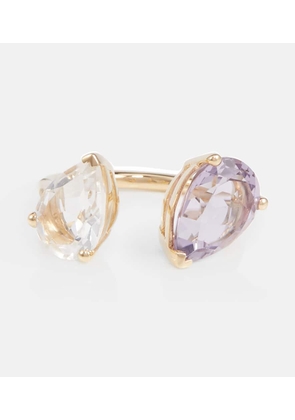 Persée Birthstone 18kt gold ring with diamonds, amethyst, and white topaz
