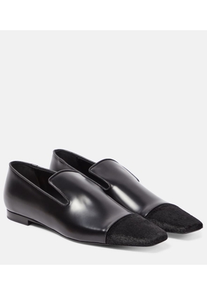 Toteme Leather and calf hair loafers